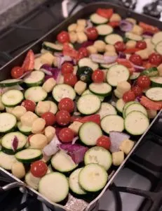 Platejoy sheet pan gnocchi and vegetables with parmesan